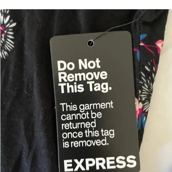 Express Black and Pink Long Sleeve V-Neck Choker Sundress - Picture 3 of 6